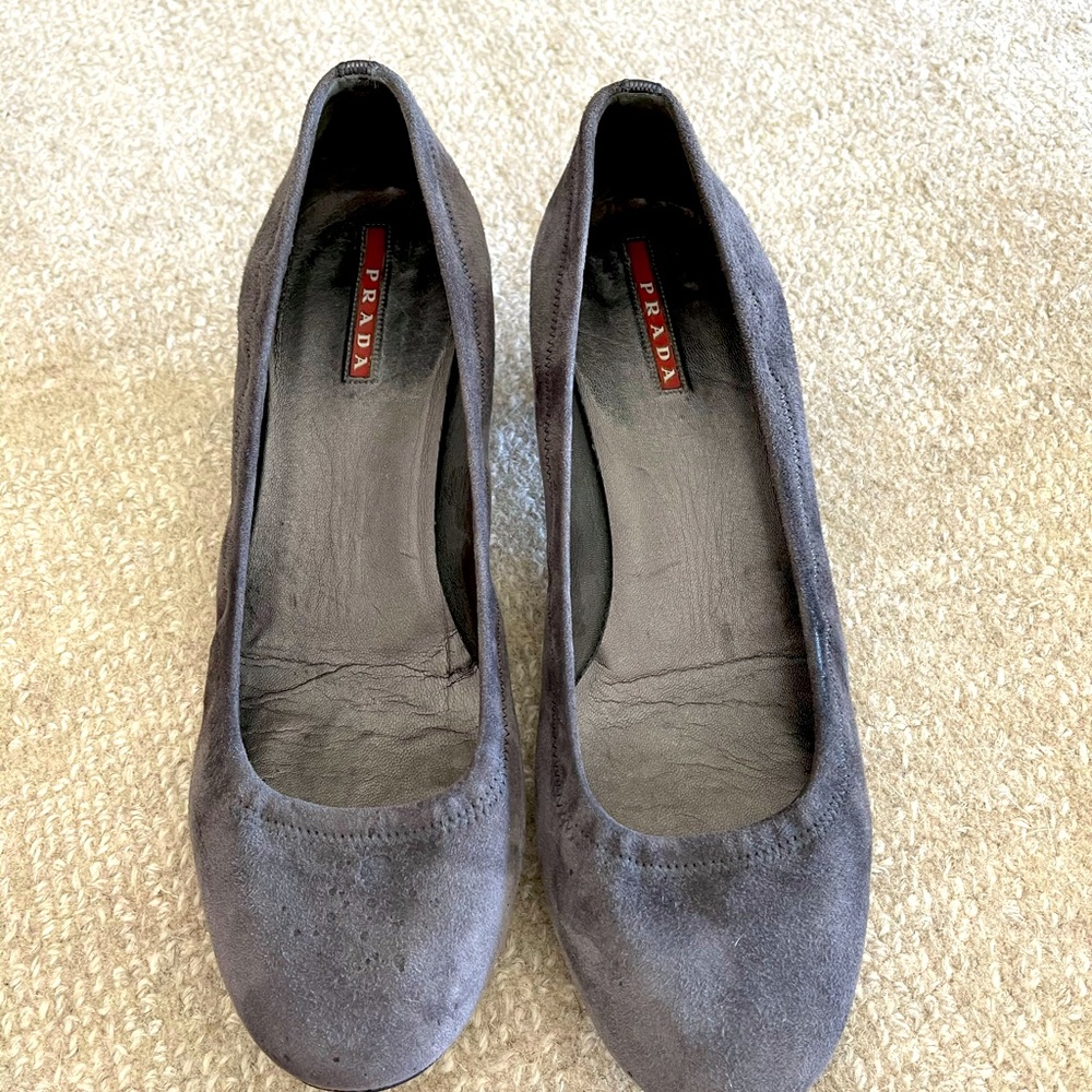 Prada Grey Suede Pumps